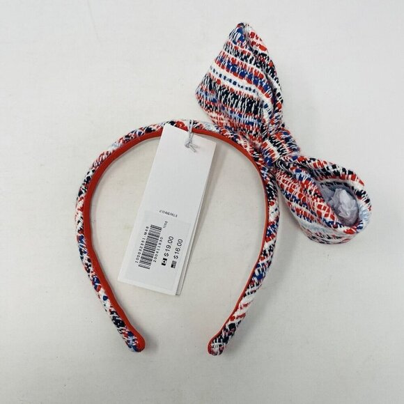 Janie and Jack Baby/Toddler Girls OS Tweed Headband with Bow Red/White/Blue - Picture 5 of 6
